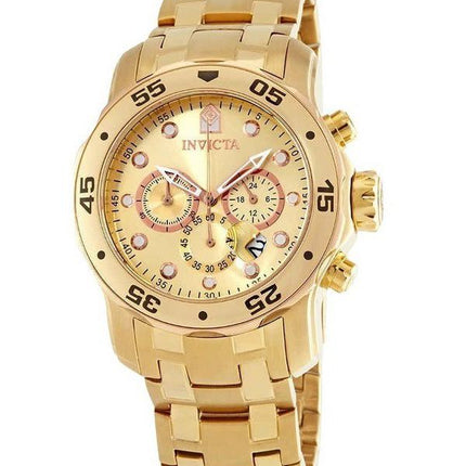 Invicta Pro Diver Scuba Chronograph Stainless Steel Gold Tone Dial Quartz Divers 80071 200M Mens Watch