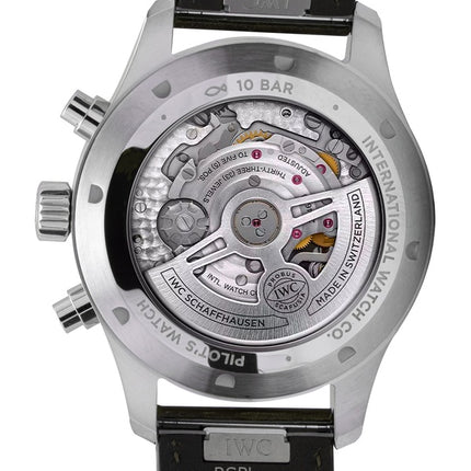 IWC Pilots Chronograph Leather Strap Green Dial Automatic IW378005 100M Men's Watch