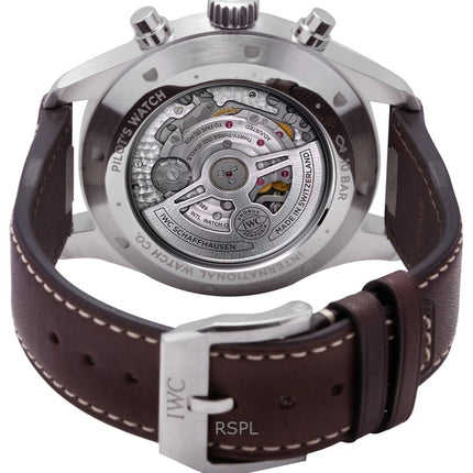 IWC Pilots Chronograph Leather Strap Green Dial Automatic IW378005 100M Men's Watch