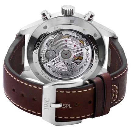 IWC Pilots Chronograph Leather Strap Green Dial Automatic IW378005 100M Men's Watch