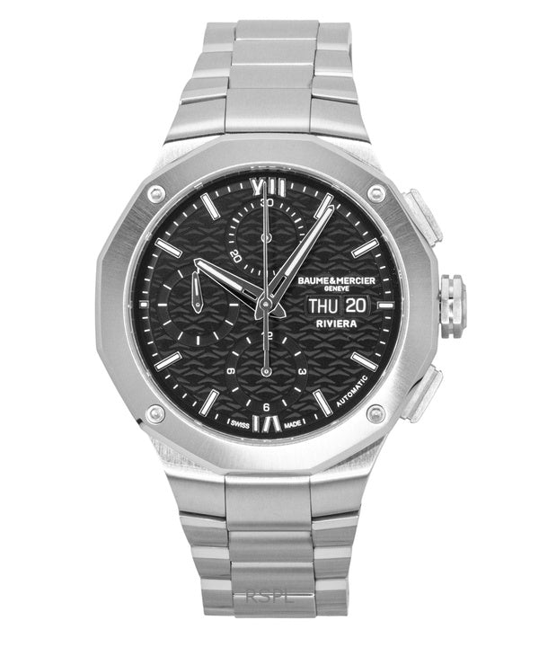 Baume & Mercier Riviera Chronograph Stainless Steel Black Dial Automatic M0A10825 100M Men's Watch