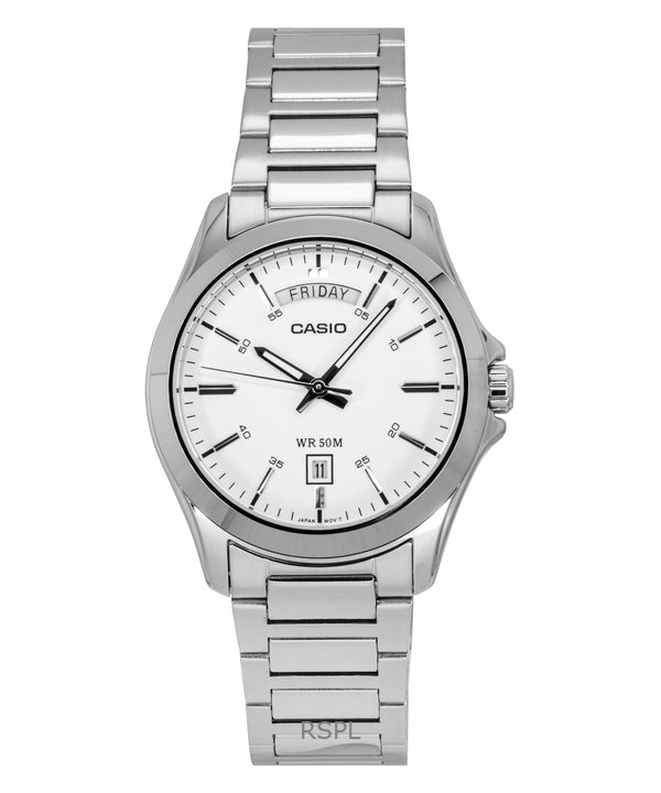 Casio Standard Analog Stainless Steel White Dial Quartz MTP-1370D-7A3V Men's Watch