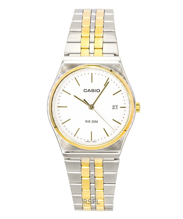 Casio Analog Two Tone Stainless Steel White Dial Quartz MTP-B145SG-7AV Men's Watch