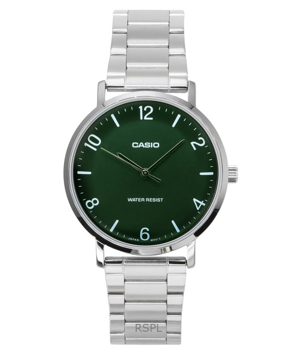Casio Standard Analog Stainless Steel Green Dial Quartz MTP-VT03D-3B Men's Watch