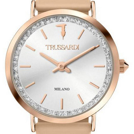 Trussardi T-Motif Silver Dial Rubber Strap Quartz R2451140502 Womens Watch