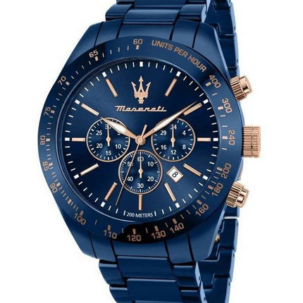 Maserati Traguardo Chronograph Stainless Steel Blue Dial Diver's Quartz R8873650002 200M Men's Watch