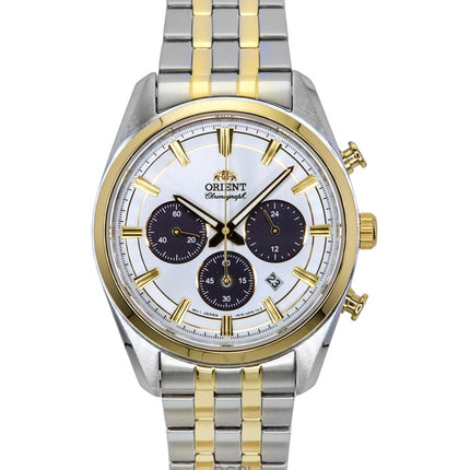 Orient Contemporary Chronograph Two Tone Stainless Steel White Dial Quartz RA-TX0302S Men's Watch