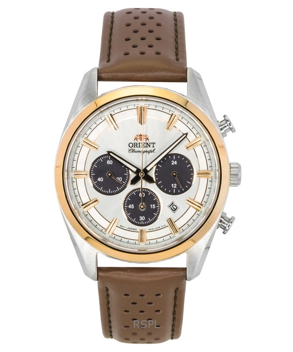 Orient Contemporary Chronograph Leather Strap White Dial Quartz RA-TX0306S Men's Watch