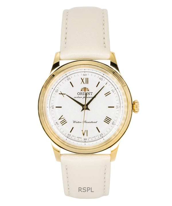 Orient Bambino Leather Strap White Dial Solar RA-WK0001S Men's Watch