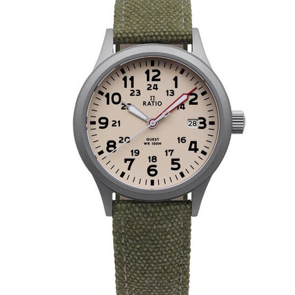 Refurbished Ratio Quest Men's Field Watch Sapphire Canvas Strap Quartz RTQ019 100M Lewis And Clark Edition