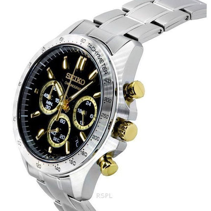 Seiko Spirit Chronograph Stainless Steel Black Dial Quartz SBTR015 100M Men's Watch