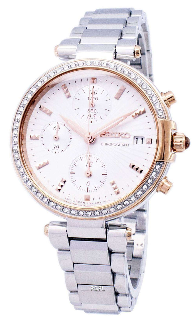 Seiko Chronograph Quartz Diamond Accent SNDV44 SNDV44P1 SNDV44P Women's Watch