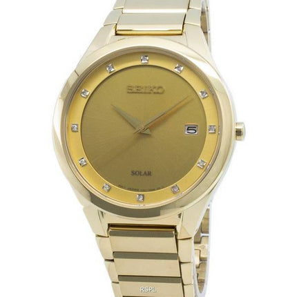 Seiko Solar SNE384 SNE384P9 SNE384P Diamond Accents Men's Watch
