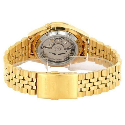 Seiko 5 Gold Tone Jubilee Bracelet Black Dial 21 Jewels Automatic SNKC20J1 Mens Watch