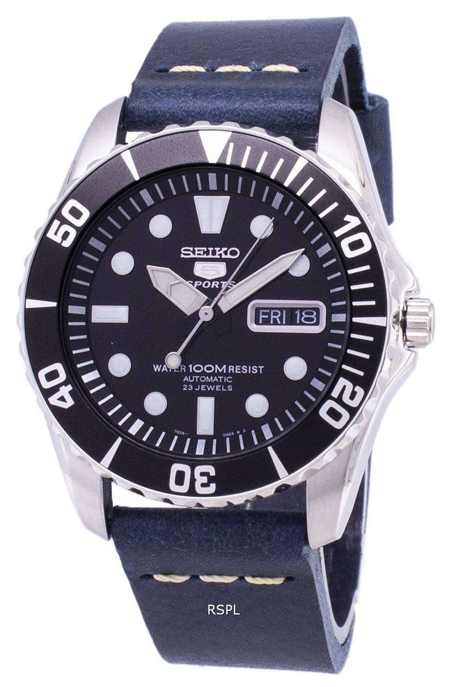 Refurbished Seiko 5 Sports SNZF17K1-var-LS15 Automatic Dark Blue Leather Strap Men's Watch