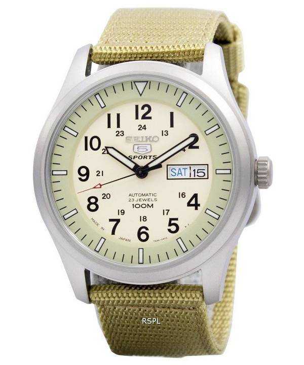 Refurbished Seiko 5 Military Automatic Sports Japan Made SNZG07 SNZG07J1 SNZG07J Men's Watch