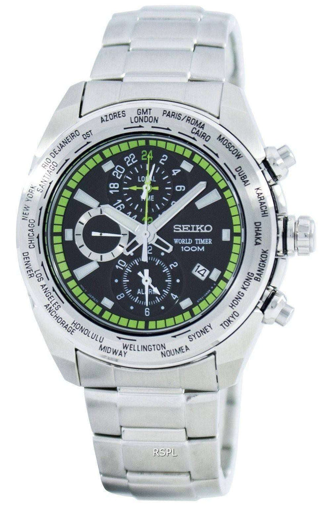 Seiko Premier World Time Alarm Quartz SPL033 SPL033P1 SPL033P Men's Watch