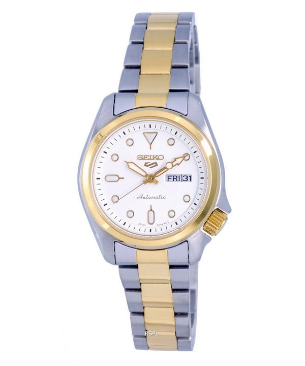 Refurbished Seiko 5 Sports Two Tone Stainless Steel White Dial Automatic SRE004 SRE004K1 SRE004K 100M Women's Watch