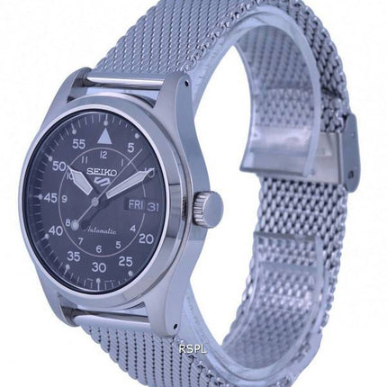 Seiko 5 Sports Flieger Stainless Steel Mesh Black Dial Automatic SRPH23K1 100M Mens Watch