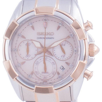 Seiko Discover More Chronograph Diamond Accents Quartz SRWZ02 SRWZ02P1 SRWZ02P 100M Womens Watch