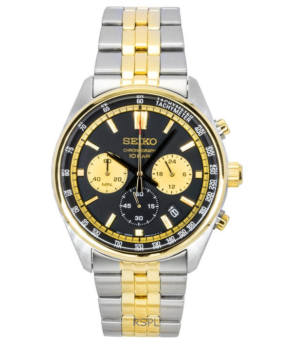 Seiko Conceptual Chronograph Two Tone Stainless Steel Black Dial Quartz SSB430P1 100M Men's Watch