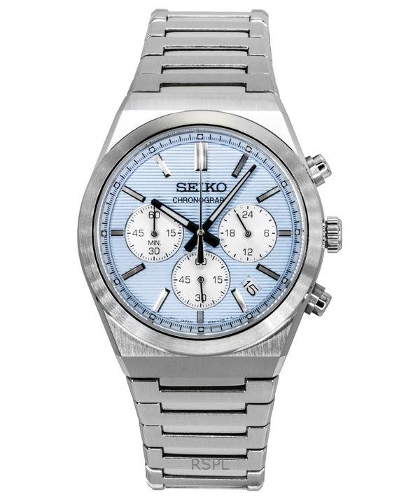 Seiko Conceptual Chronograph Stainless Steel Light Blue Dial Quartz SSB459P1 100M Men's Watch