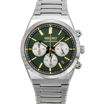 Seiko Sport Chronograph Stainless Steel Green Dial Quartz SSB461P1 100M Men's Watch