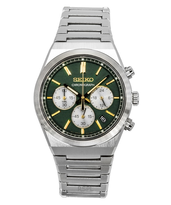 Seiko Sport Chronograph Stainless Steel Green Dial Quartz SSB461P1 100M Men's Watch