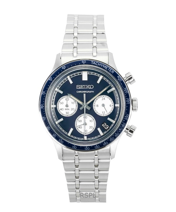 Seiko Chronograph Stainless Steel Blue Dial Quartz SSB477P1 Men's Watch