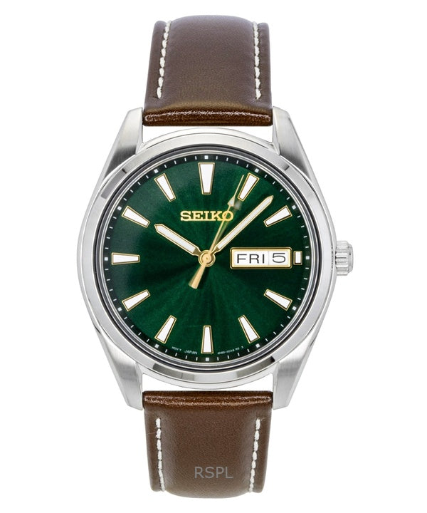 Seiko Neo Classic Leather Strap Green Dial Quartz SUR449P1 100M Men's Watch