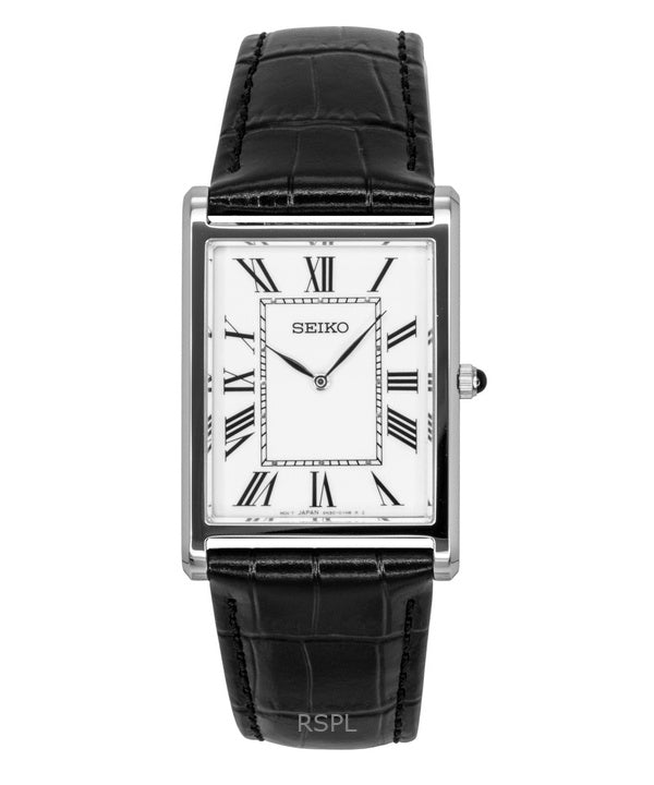 Seiko Conceptual Leather Strap White Dial Quartz SWR103P1 Men's Watch