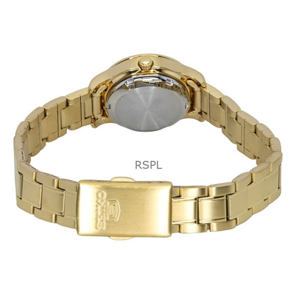 Seiko 5 Classic Gold Tone Stainless Steel Black Dial 21 Jewels Automatic SYMD96K1 Women's Watch