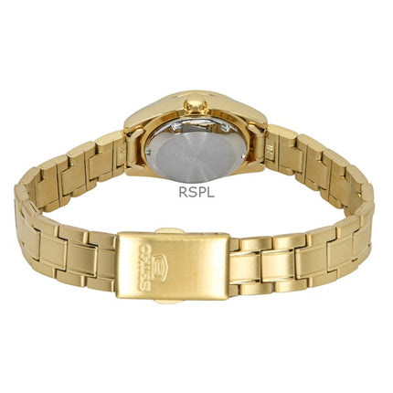 Seiko 5 Gold Tone Stainless Steel Black Dial 21 Jewels Automatic SYMK22K1 Women's Watch