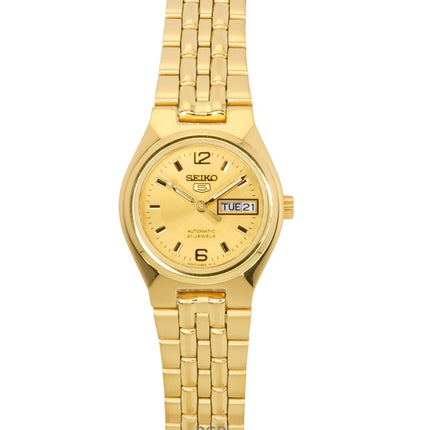 Seiko 5 Gold Tone Stainless Steel Gold Dial Automatic SYMK36K1 Women's Watch