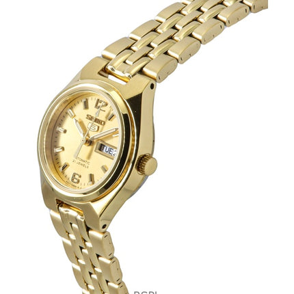 Seiko 5 Gold Tone Stainless Steel Gold Dial Automatic SYMK36K1 Women's Watch
