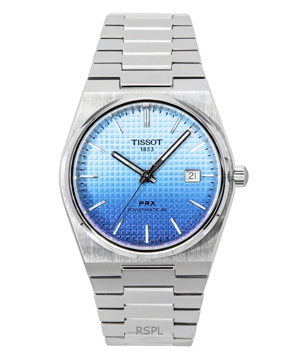 Tissot PRX Powermatic 80 Gradient Stainless Steel Ice Blue Chameleon Dial Automatic T137.407.11.351.01 100M Men's Watch