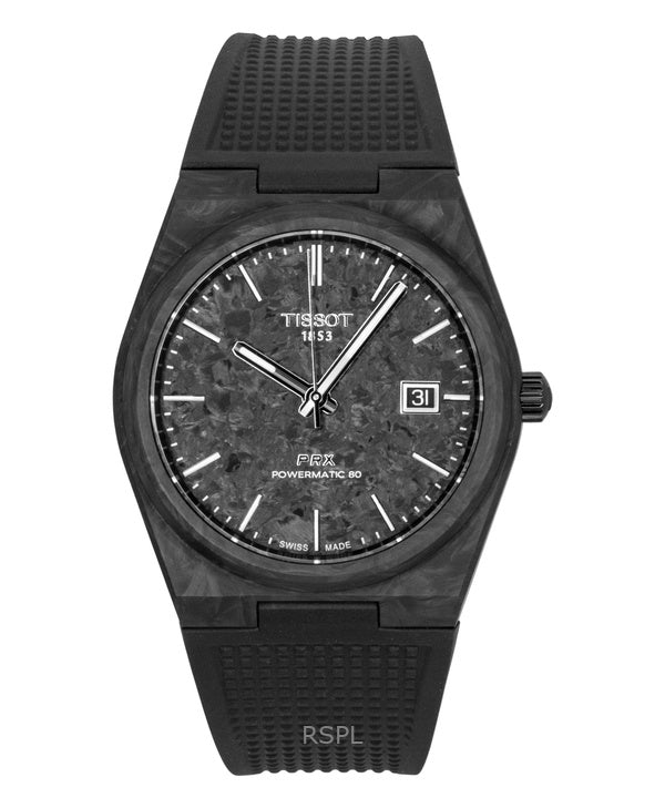 Tissot PRX Carbon Synthetic Strap Black Dial Automatic T137.907.97.201.00 100M Men's Watch
