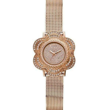 Guess Rose Gold Tone Floral Mesh U0139L3 Womens Watch