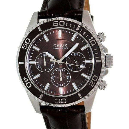 Guess Chronograph Brown Leather Quartz U0171G2 Men's Watch