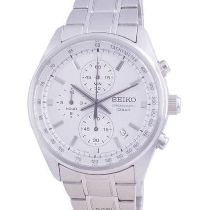 Refurbished Seiko Chronograph White Dial Quartz SSB375P1 100M Men's Watch