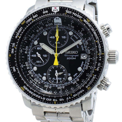 Refurbished Seiko Chronograph SNA411 SNA411P1 SNA411P Pilot's Flight Alarm 200M Men's Watch