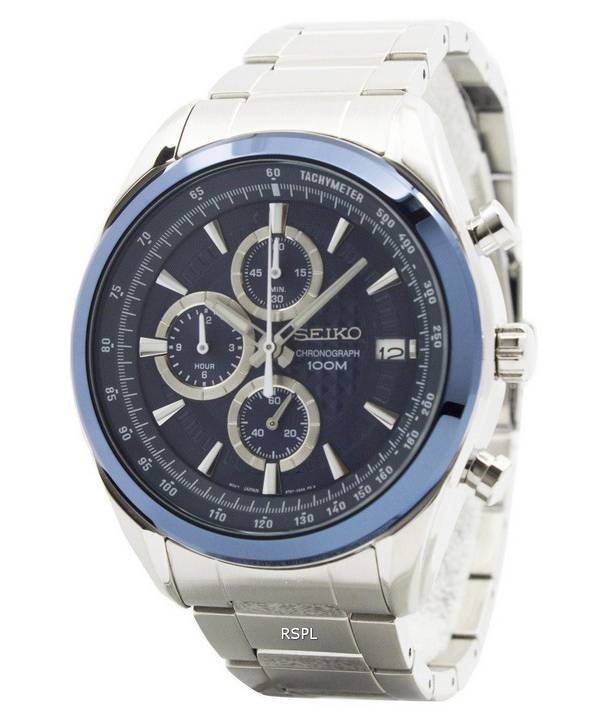 Refurbished Seiko Chronograph Blue Dial Quartz SSB177 SSB177P1 SSB177P 100M Men's Watch