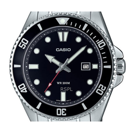 Refurbished Casio Standard Analog Stainless Steel Black Dial Quartz MDV-107D-1A1 200M Men's Watch