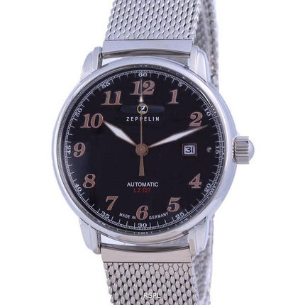 Zeppelin LZ127 Graf Black Dial Stainless Steel Automatic 7656M-2 7656M2 Men's Watch