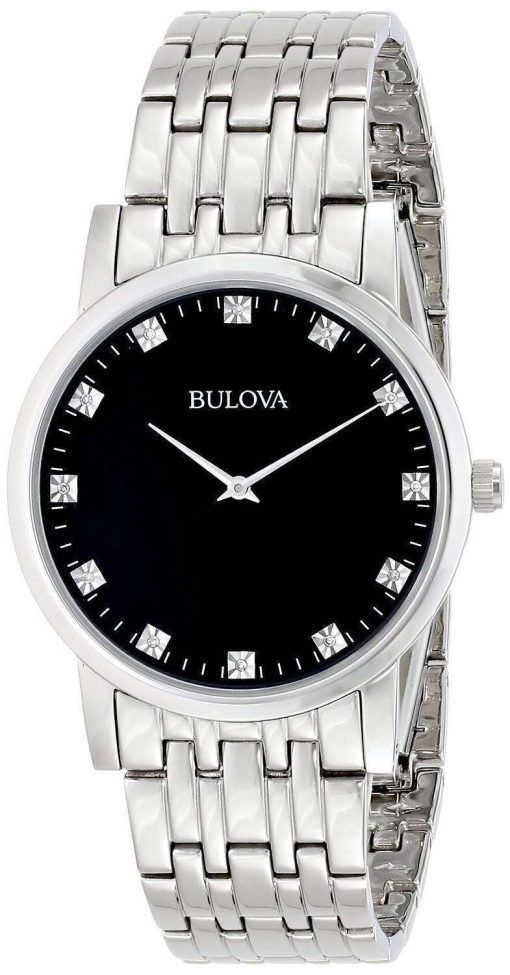 Bulova Diamond Accented Stainless Steel 96D106 Mens Watch