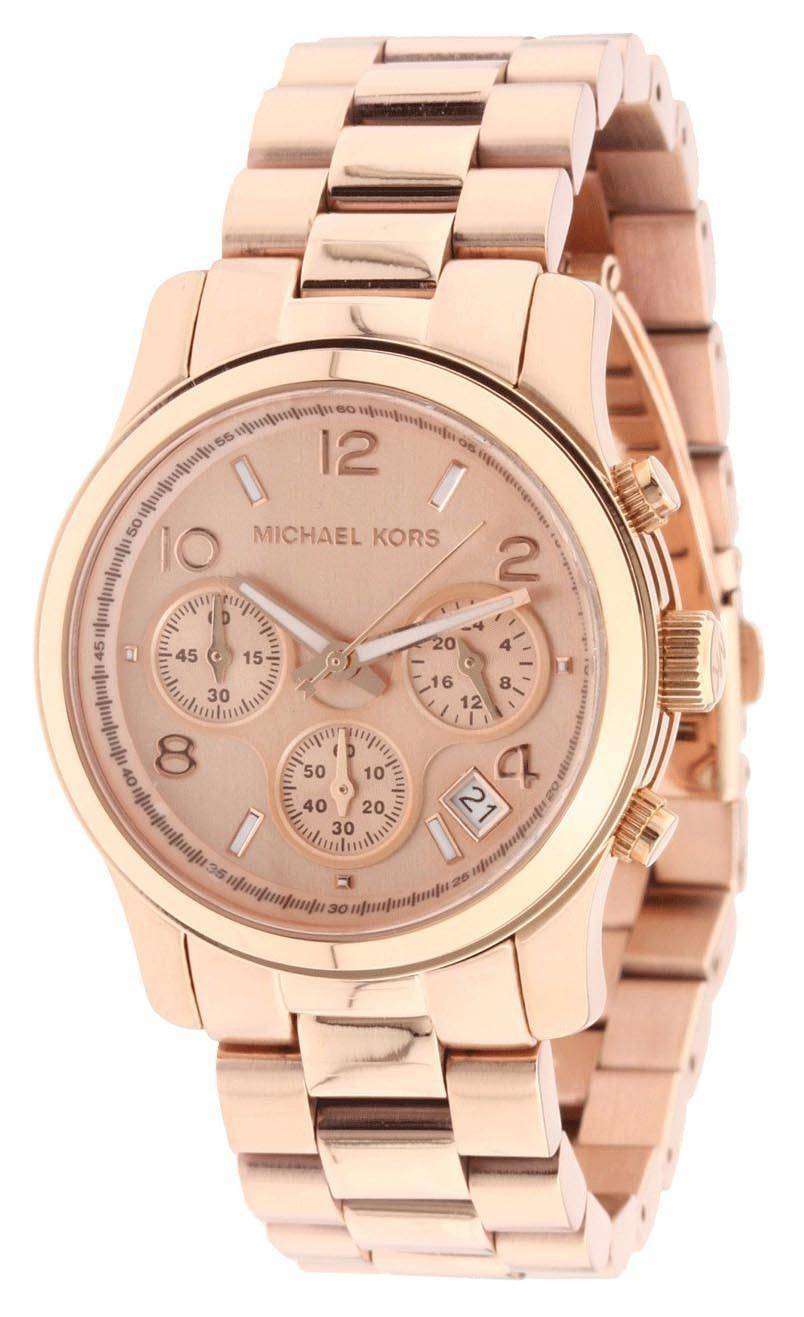 Michael Kors Rose Gold Runway Chronograph MK5128 Womens Watch - ZetaWatches