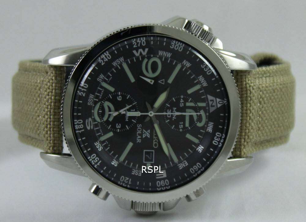 Seiko Prospex Solar Military Chronograph Mens Watch - ZetaWatches