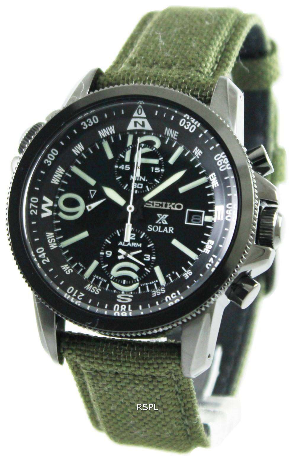 Seiko Prospex Solar Military Alarm Chronograph SSC295P1 SSC295P Mens Watch  - ZetaWatches