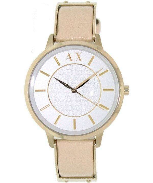 Armani Exchange White Dial Leather Strap AX5301 Ladies Watch - ZetaWatches