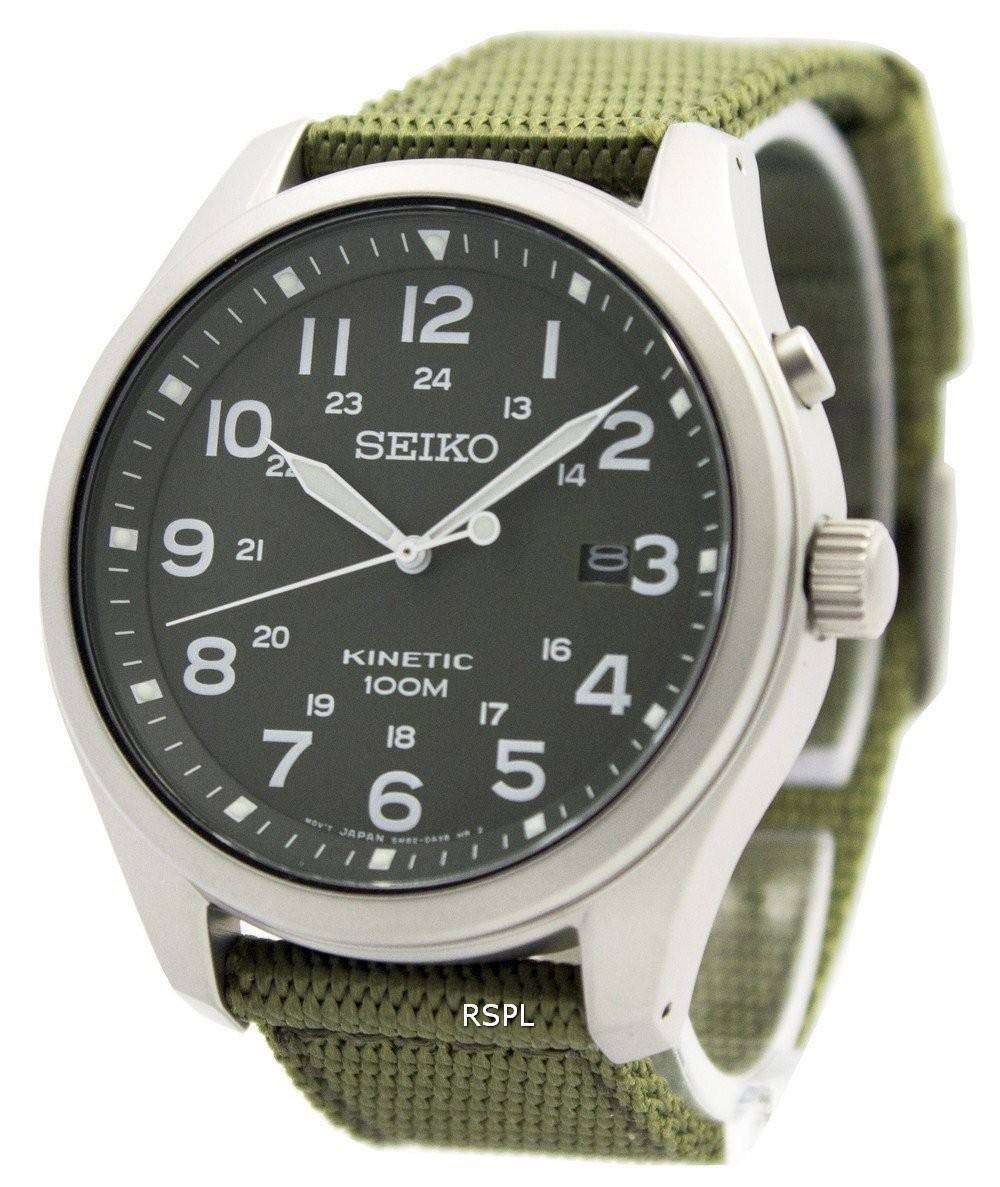 jeg lytter til musik Demon Play vasketøj Seiko Kinetic Military Green Dial 100M SKA725P1 SKA725P Men's Watch -  ZetaWatches